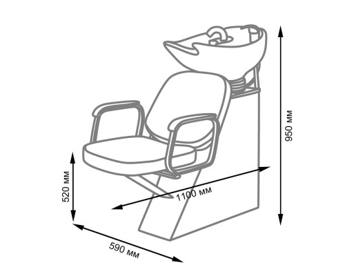 Парикмахерская мойка ЕЛЕНА с креслом БРИЗ с пластиковой глубокой раковиной