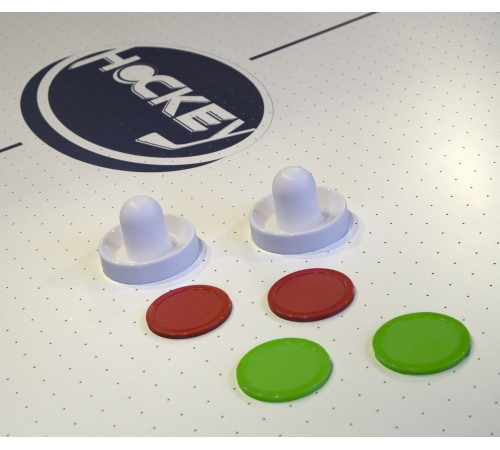 Комплект 2 в 1 «Superior» — аэрохоккей обеденный 7 ф + 4 стула «Pride» (221 x 120 x 82 см, мореный дуб, стулья беленый дуб, столешница, аксессуары)