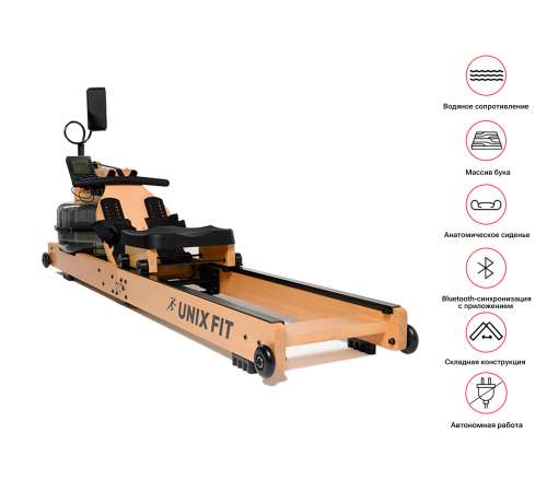Гребной тренажер UNIX Fit Wood Rower Light