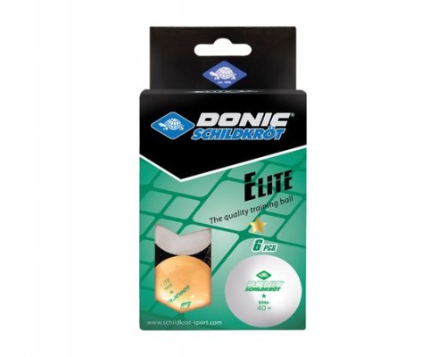 Мячики для н/тенниса DONIC ELITE 1* 40+ 6 штук, белый + оранжевый